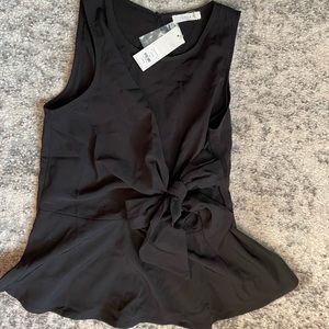 NWT! Francesca’s/ Lush Black Tie-Front Peplum Tank Top | Size Small